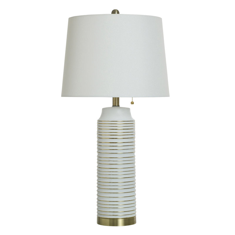 Kemya - Lampe de table en céramique - Abat-jour blanc, Doré