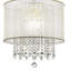 21 po de hauteur plafonnier «Bhavya» avec finition or et accents de cristal, abat-jour blanc