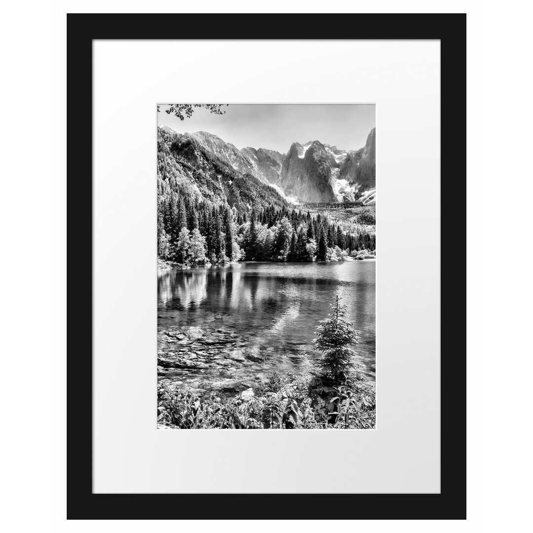 Gerahmtes Poster Bergsee mit Wald