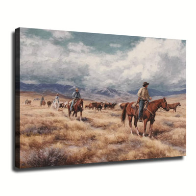 Reproduction d'art rétro sur toile tendue, rétro, cow-boy, Far West, Western West
