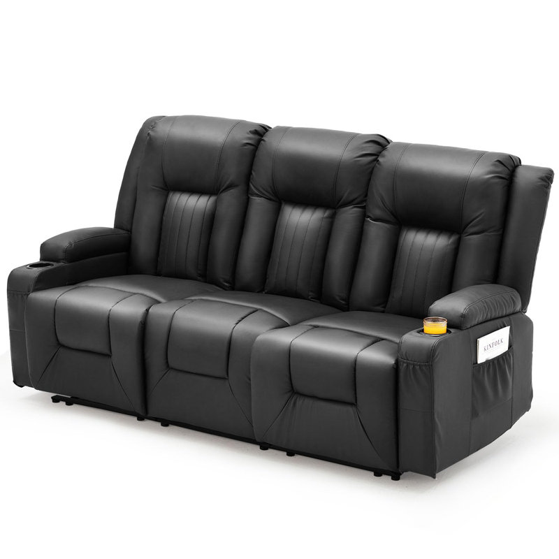Reclining Loveseat With Cup Holders&side Pockets, Black