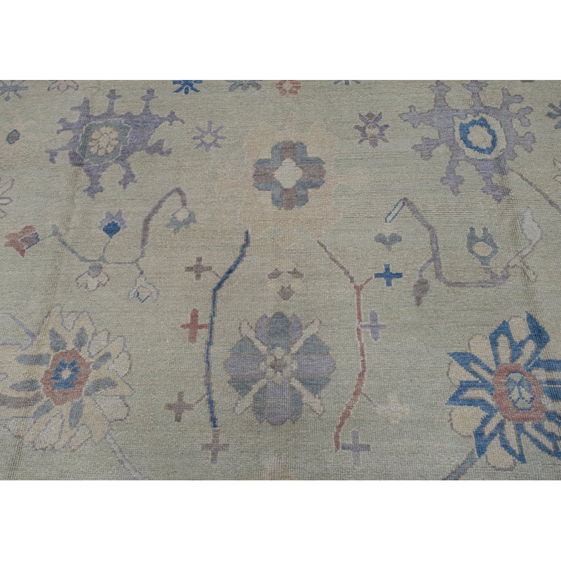 Tapis turc Oushak fait à la main 13 pi 1 po x 13 pi 9 po