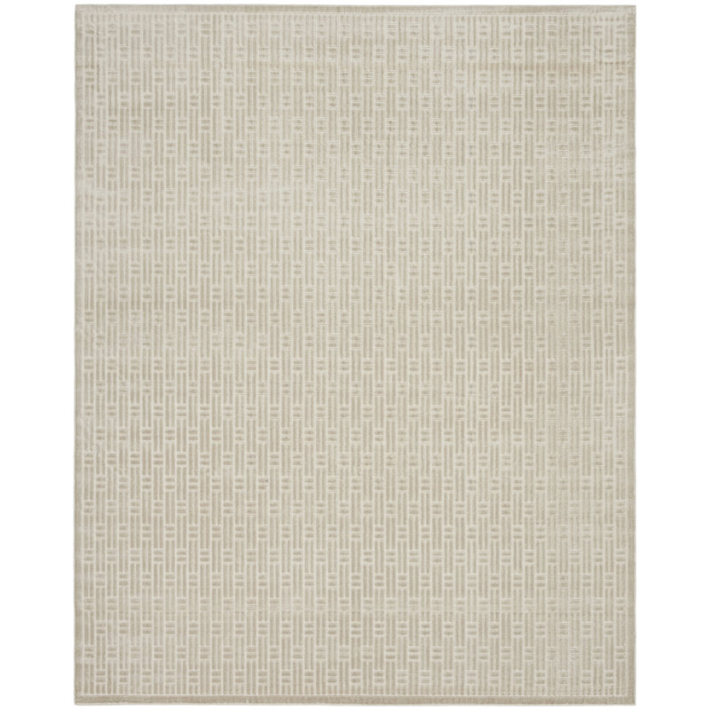 Tapis d'intérieur moderne ivoire argenté 8 pi x 10 pi Nourison, Rectangulaire 8 pi x 10 pi