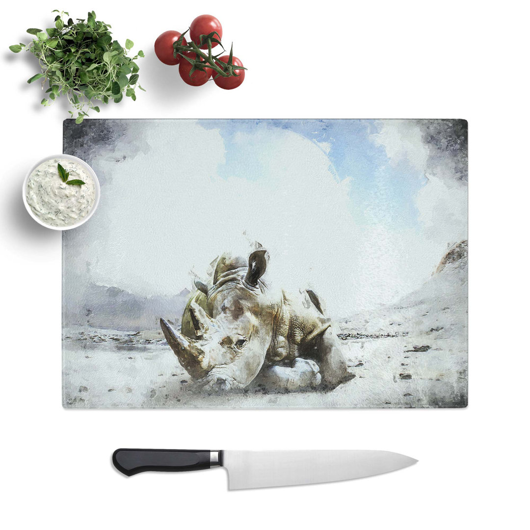 Tempered Glass Sleeping Rhino Chopping Board