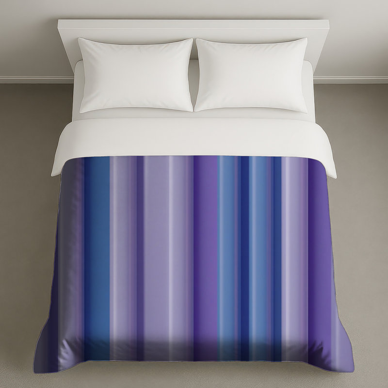Housses de couette à rayures bleues et mauves, Lit simple
