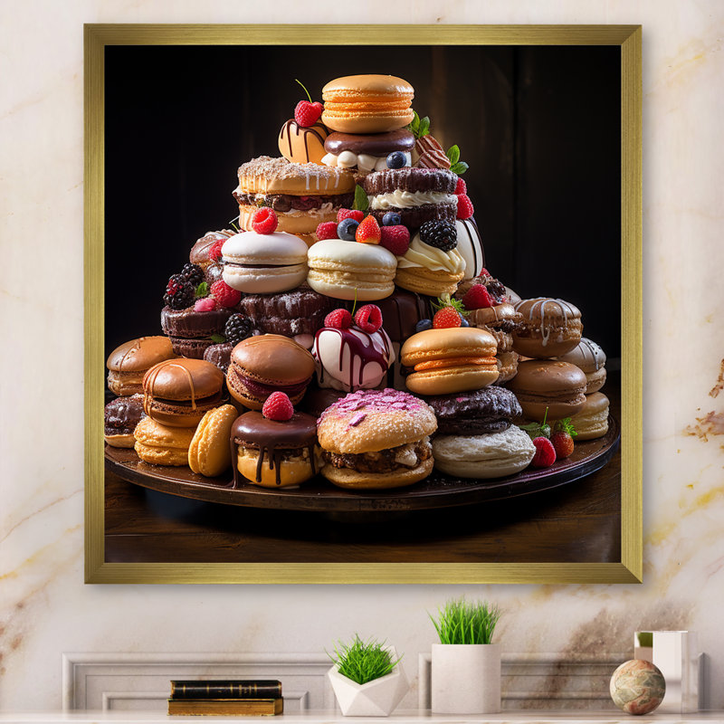 Sweet Pastries II, reproduction d'art sur toile, Cadre doré à une seule photo, H 36 po x l 36 po x P 1,5 po