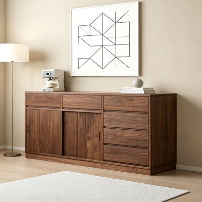 Buffet de rangement multifonctionnel en noyer noir
