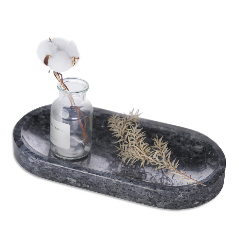 Guein Oval Natural Marble Tray,Blue Pearl