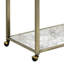 Chariot de service en verre transparent, plateau en faux marbre et laiton