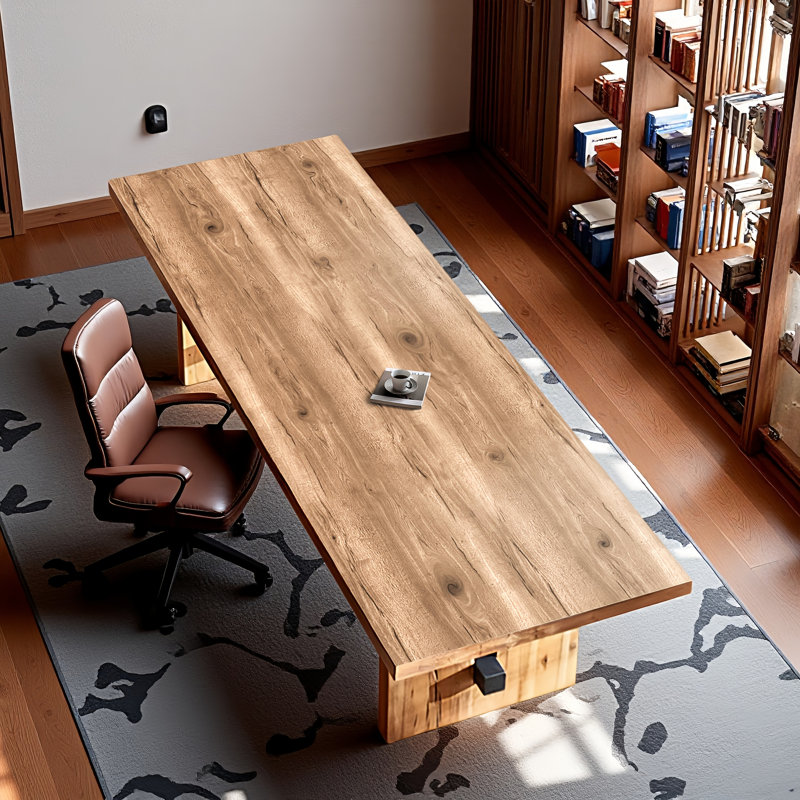 Solid wood home office desk, commercial executive, 29.53" H x 78.74" W x 31.5" D