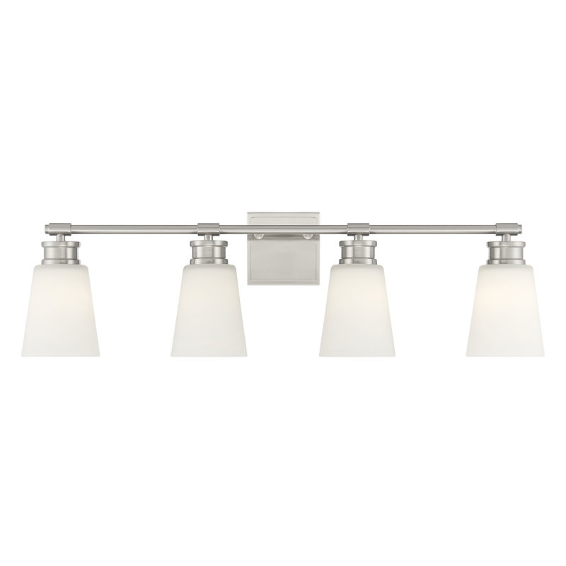 Orlanda 4 Light Milk Dimmable Vanity Light, Brushed Nickel