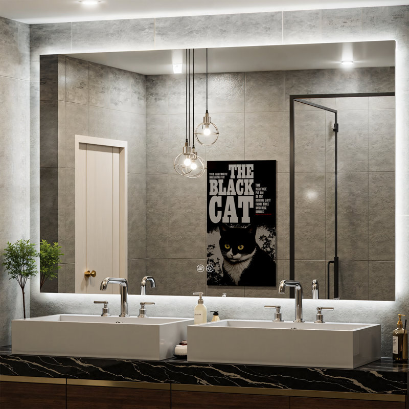 Miroir de salle de bain à DEL rétroéclairé sans cadre certifié Lunara UL, 55 po x 36 po