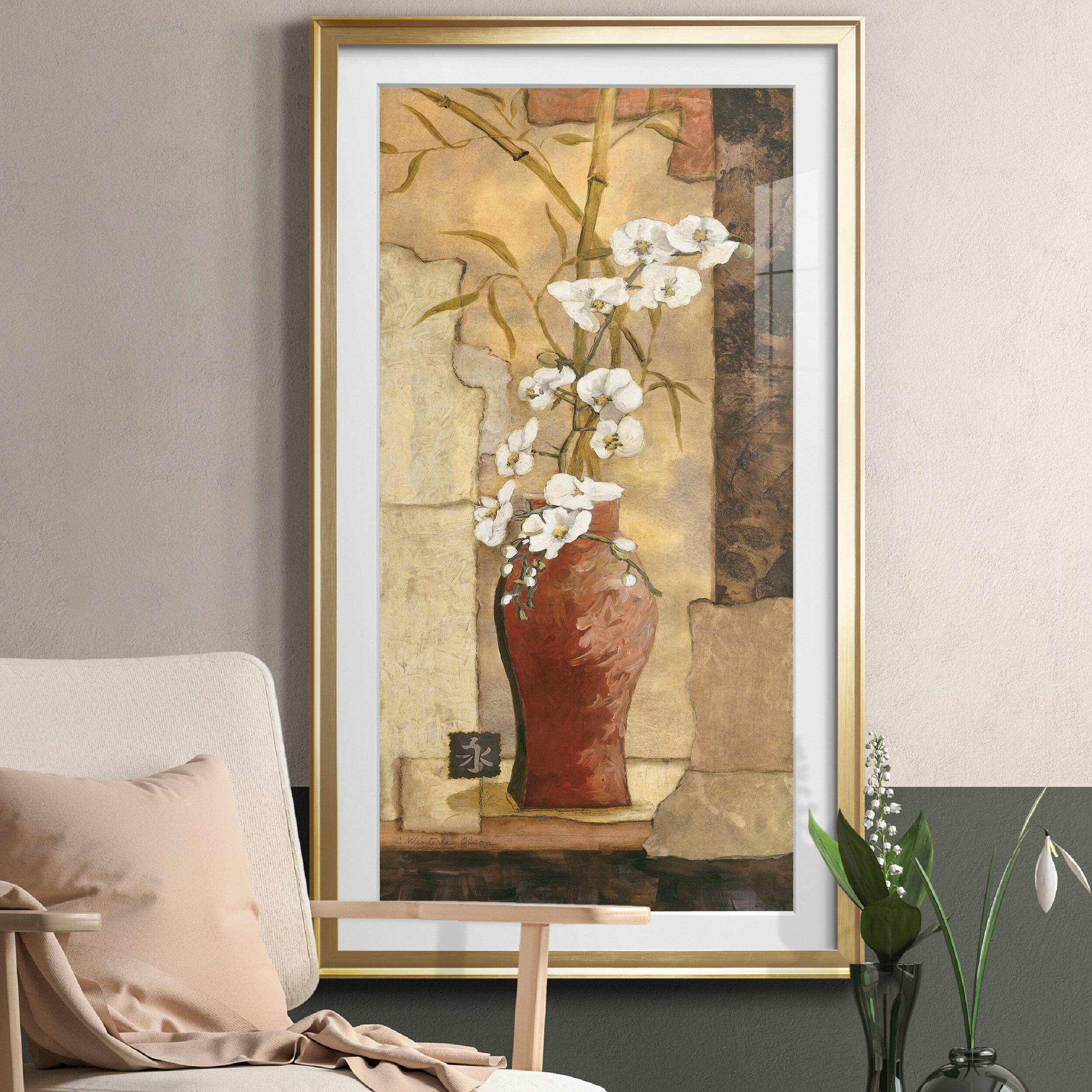 Alcott Hill® Mandarin Panel I Framed On Paper Painting | Wayfair