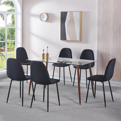 Kolina Glass Top Four Leg Dining Set