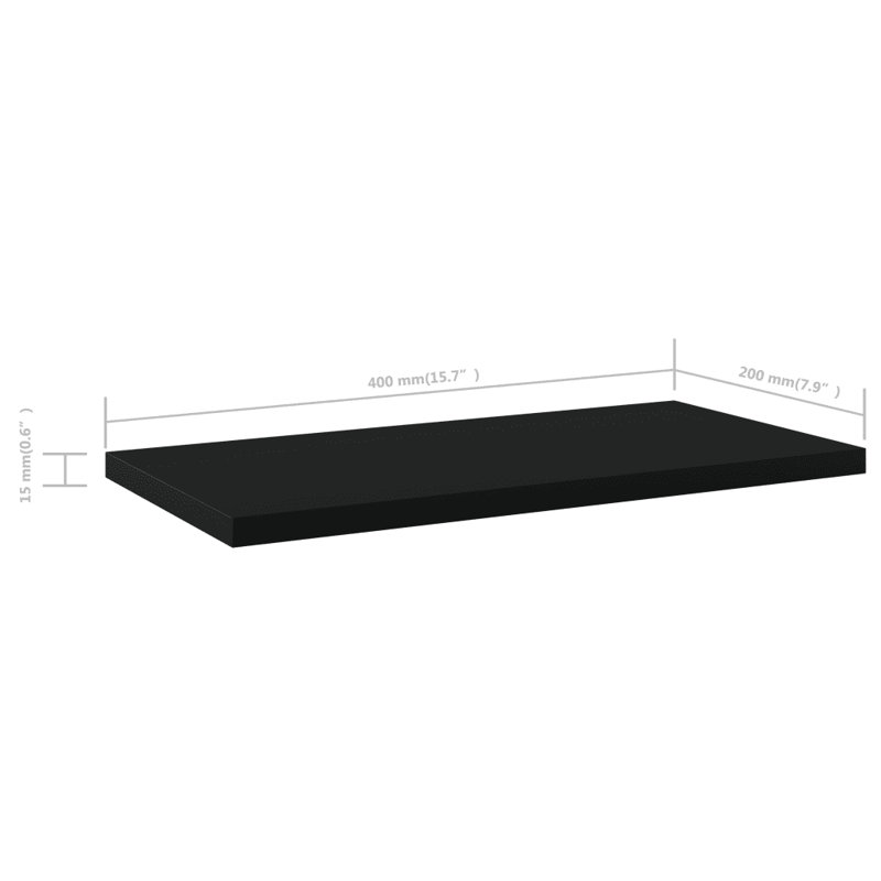 Cunane 1.5 cm H Floating Bookcase, 1.5cm H x 40cm W x 20cm D, Black