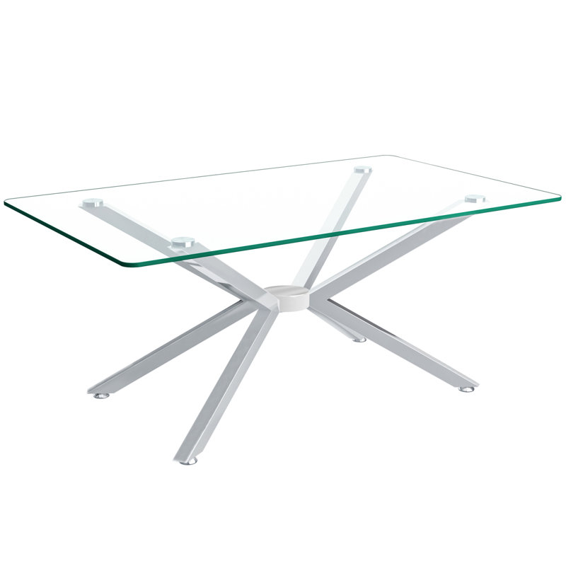 Table basse rectangulaire en verre trempé 39,37 pouces