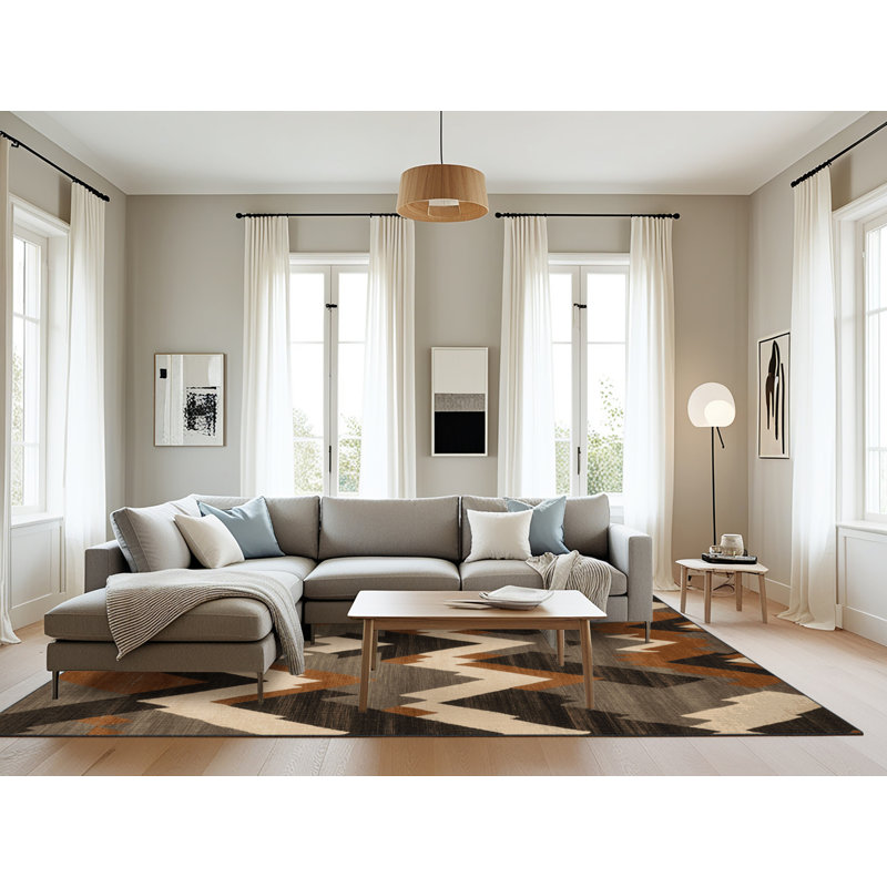 Tapis brun lavable à la machine, Rectangulaire 8 pi x 12 pi