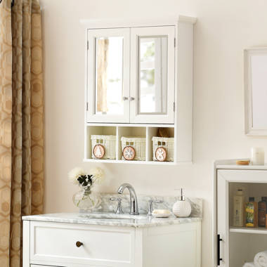 24.75 in. W x 30.25 in. H Rectangular Medicine Cabinet with Mirror for Bathroom, 2-Doors and 4 Adjustable Shelf in White