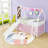 Metal House Twin Loft Bed With Slide, Curtain Set, Guardrails And Ladder-1516796770
