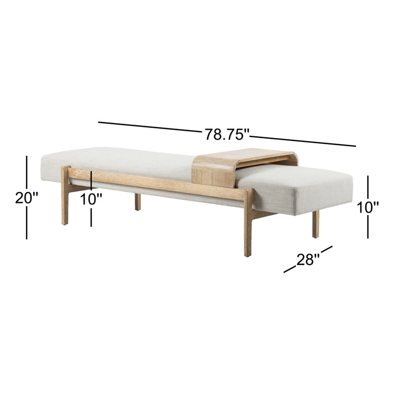 Fawkes Upholstered Bench, Savoy Parchment, Vintage White Wash Oak-