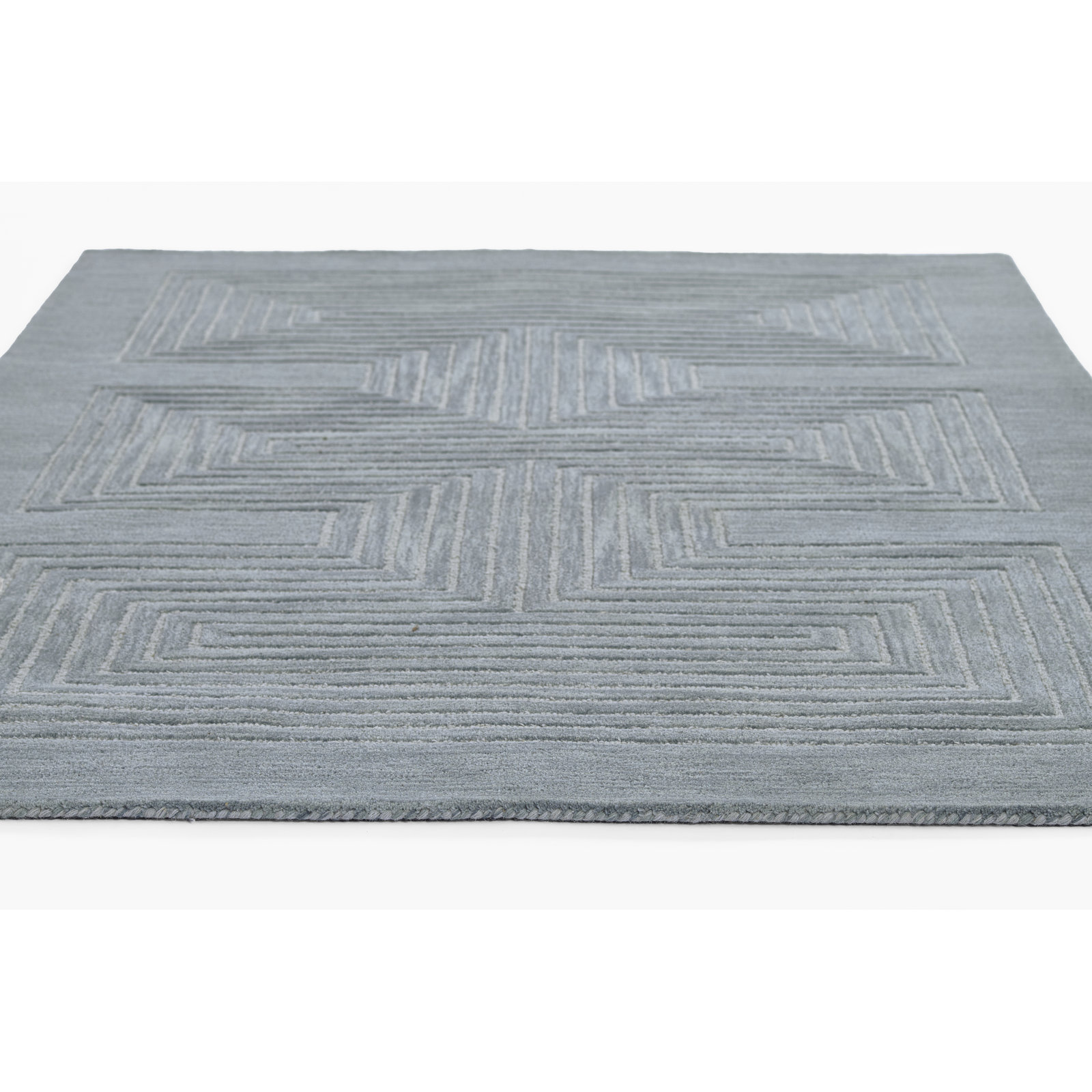 Orlie Copper Hand-Tufted Geometric Wool Rug, Rectangle 8' x 10', Blue