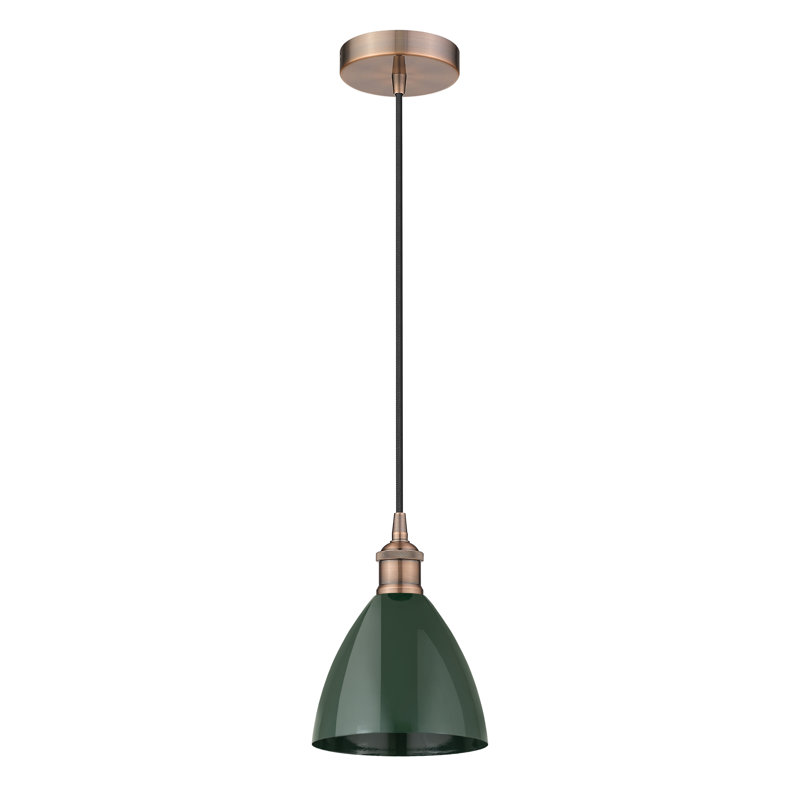 Luminaire suspendu simple à 1 lumière Schiavone, Vert, Cuivre antique