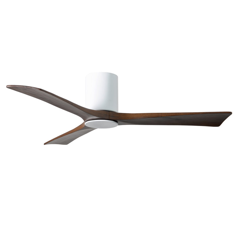 Olivier à 3 pales DEL standard avec ventilateur de plafond et ensemble d'éclairage inclus, Blanc brillant, Noyer, 52"