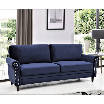 79.5" Velvet Rolled Arm Sofa