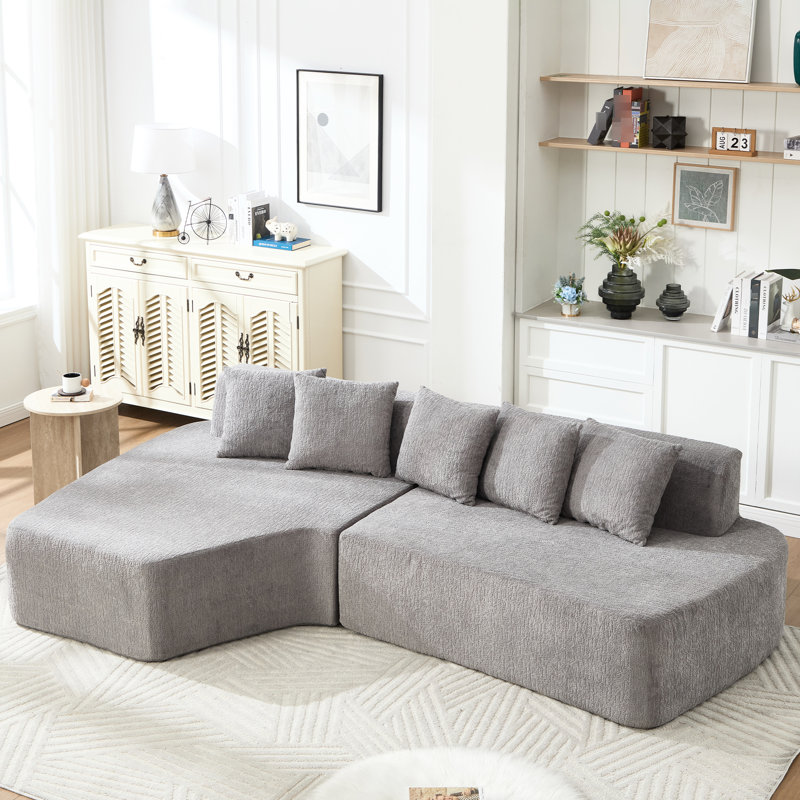 Canapés modulaires spacieux en flanelle avec méridienne moderne pour la maison