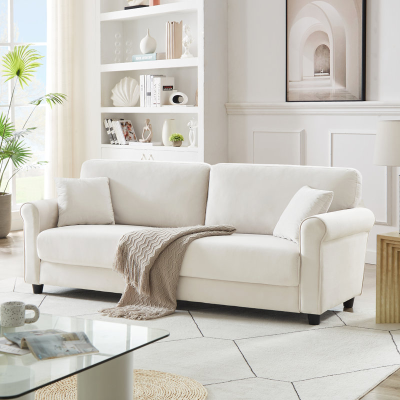 82.48'' Velvet Sofa, Beige
