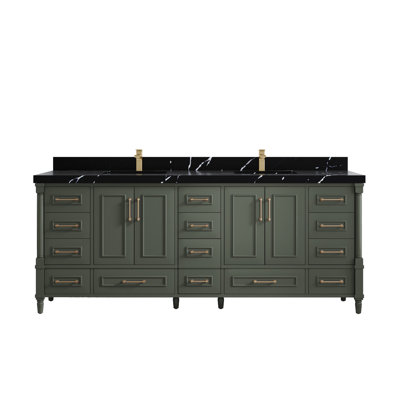 Aberdeen 84'' Double Bathroom Vanity with Quartz Top