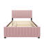 Lit plateforme double en velours avec lit gigogne-1243305670