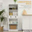 Garde-manger autoportant de 61 po, armoire de rangement de style traditionnel avec portes à fermeture douce, tablettes réglables et 2 tiroirs, pour le salon, la salle à manger