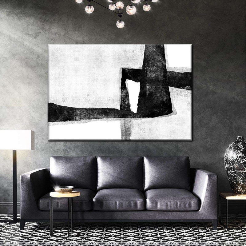 «White to Black Abstract III», reproduction sur toile tendue, H 16 po x l 24 po x P 1,25 po