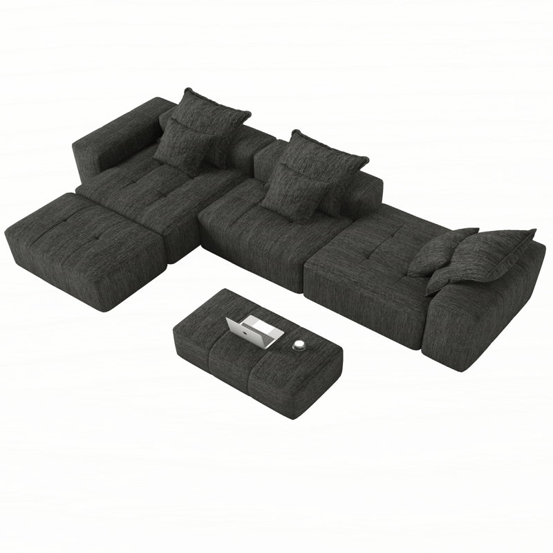 Canapé modulaire surdimensionné Boneless, Noir, noir, noir, noir
