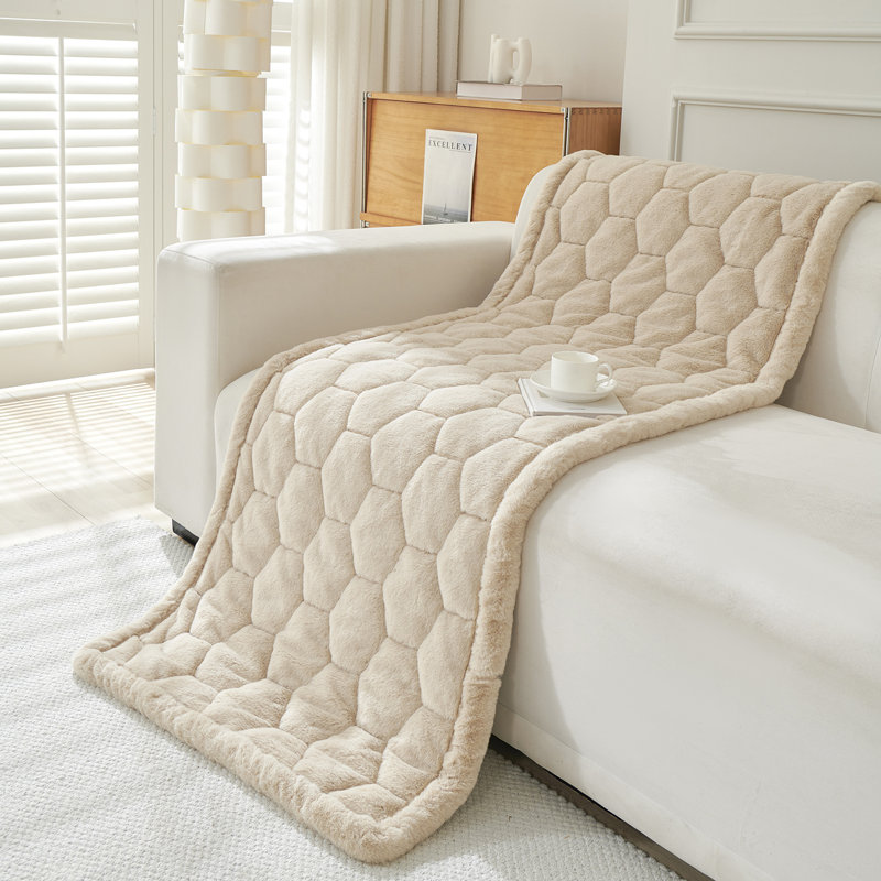 Housse pour canapé en peluche de vison ultra doux, L 35,5 po x P 63 po, Fausse fourrure brune