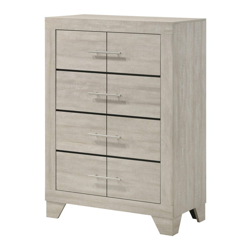 Commode 4 tiroirs chambre à coucher rustique crème