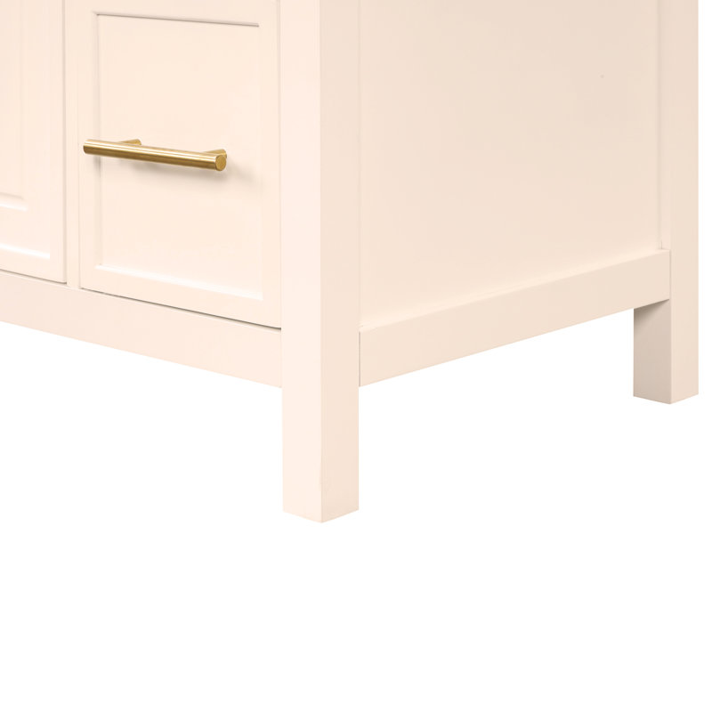 Meuble-lavabo 36 po avec comptoir d'évier, meuble-lavabo avec deux portes et trois tiroirs, Blanc