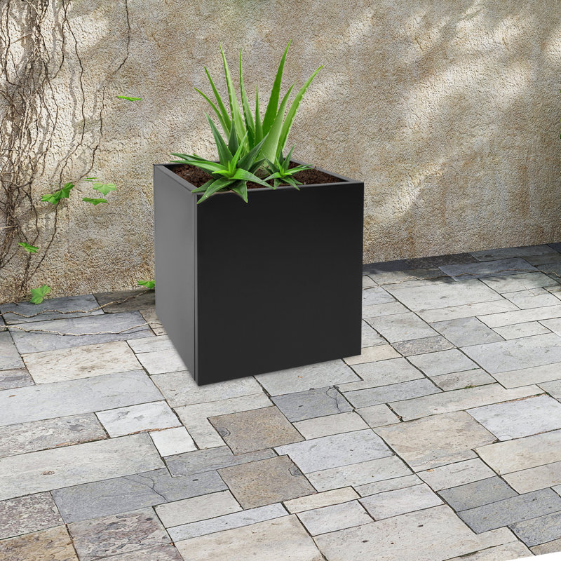 Boîte à fleurs en métal, Noir, H 20 po x l 18 po x P 18 po
