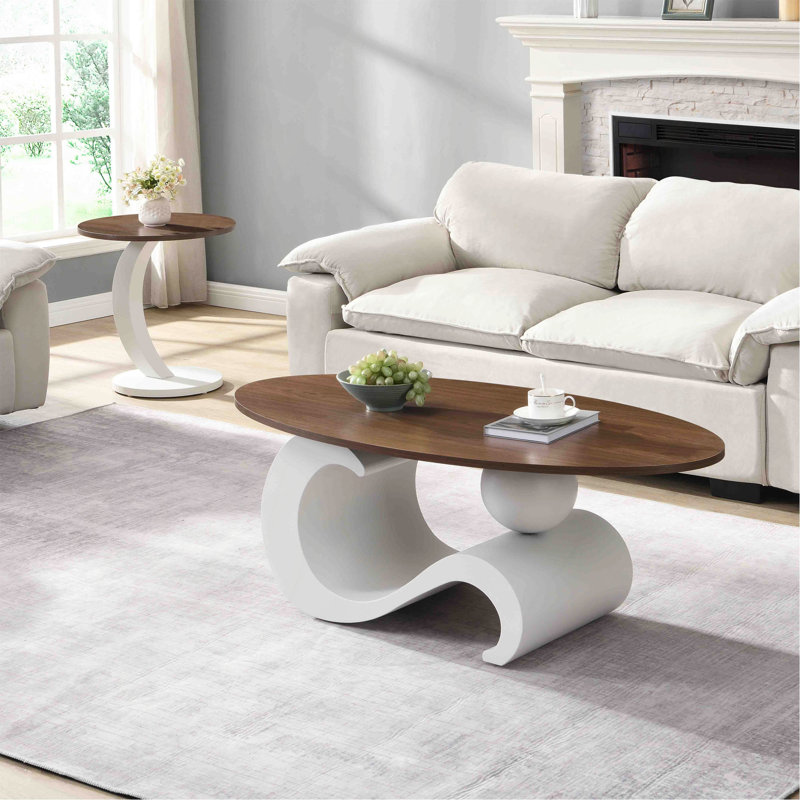 Ensemble de 2 tables gigognes Luxury, Blanc
