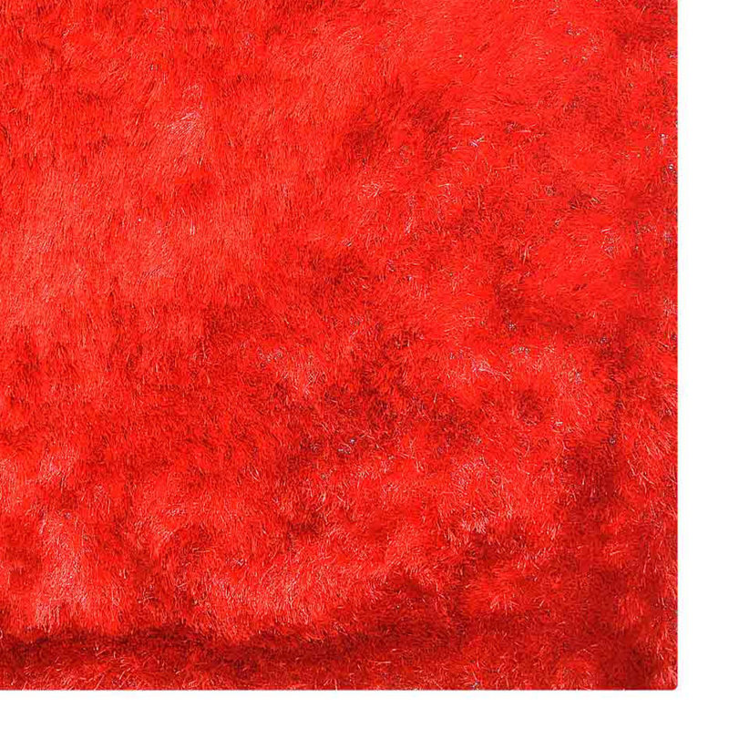 Fluffy HAND TUFTED SHAG POLYESTER ECO-FRIENDLY AREA RUGS - Light Red Colour | Solid Design, Rectangle 4' x 6'
