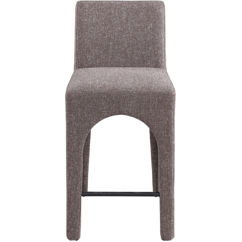 Tabouret Gramercy, Tissu texturé en lin brun