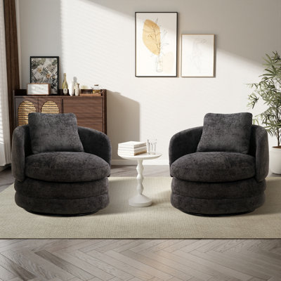 29.9" W 360 Degree Swivel Upholstered Barrel Chair (Set of 2)