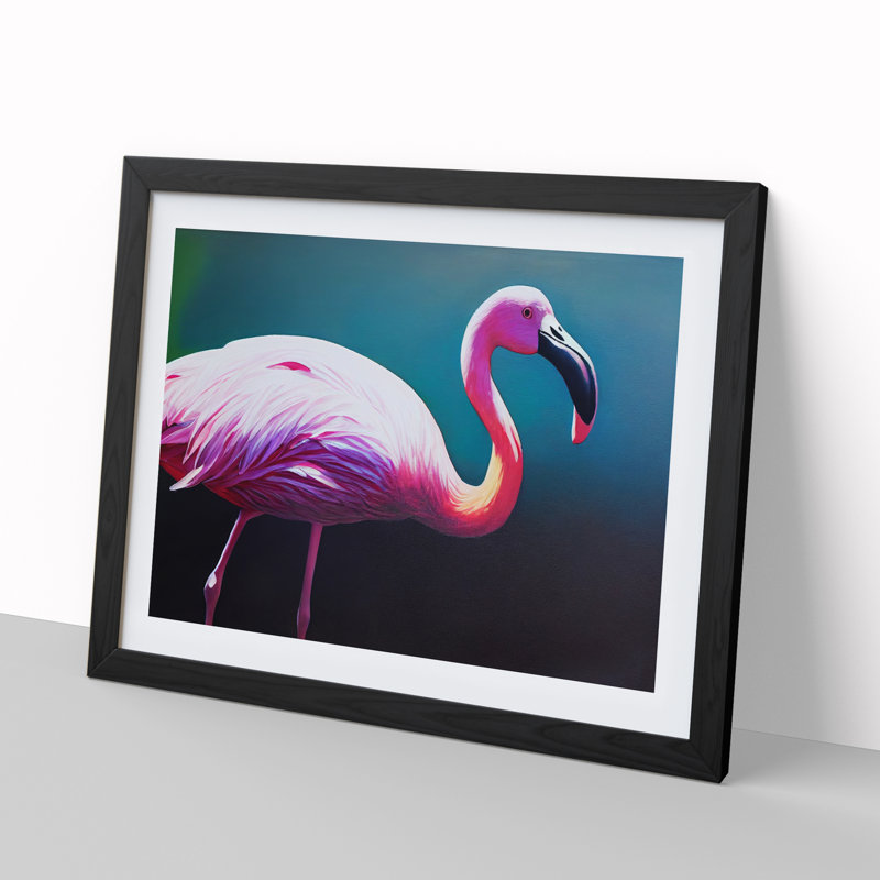 Miraculous Flamingo - Single Picture Frame Print, Black, 46cm H x 64cm W x 2cm D