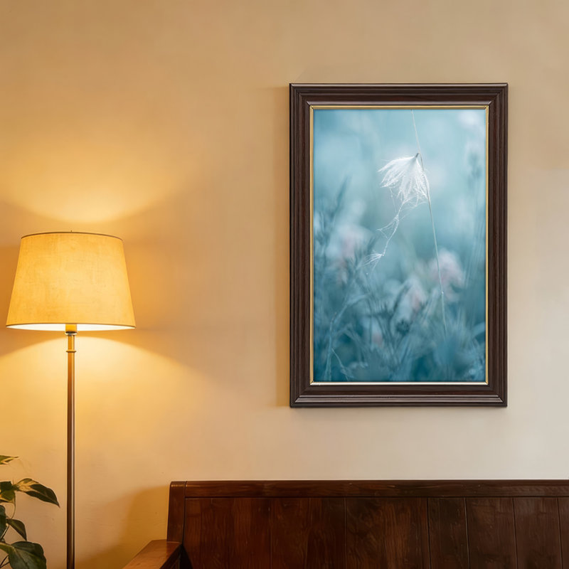 Art mural antique sur toile encadré doré pour le salon, la chambre à coucher, le bureau ou le vestibule - Décoration murale décorative avec champ de plumes