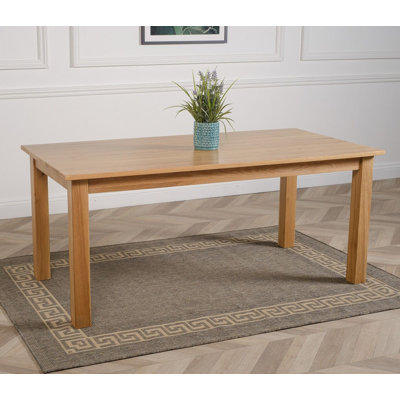 Anchelin Oak Rectangular Wood Top Dining Table with Wood Base