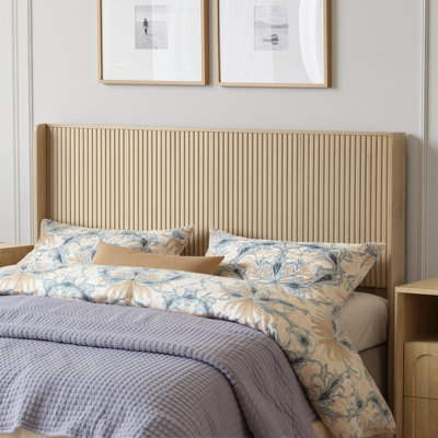 King Size Headboard Only, 78.7" Wide Wooden Headboard, Modern Farmhouse Head Board, Wall Mounted Headboard, Fluted Panel, Wingback Boho Head Board (Oak, King)