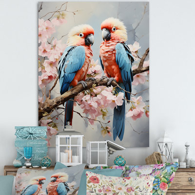 Perroquets tropicaux chuchotés sur toile