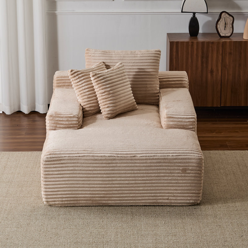 Chaise longue rembourrée en velours côtelé Modern, Beige