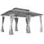Pavillon de jardin à double toit avec rideaux, gris foncé